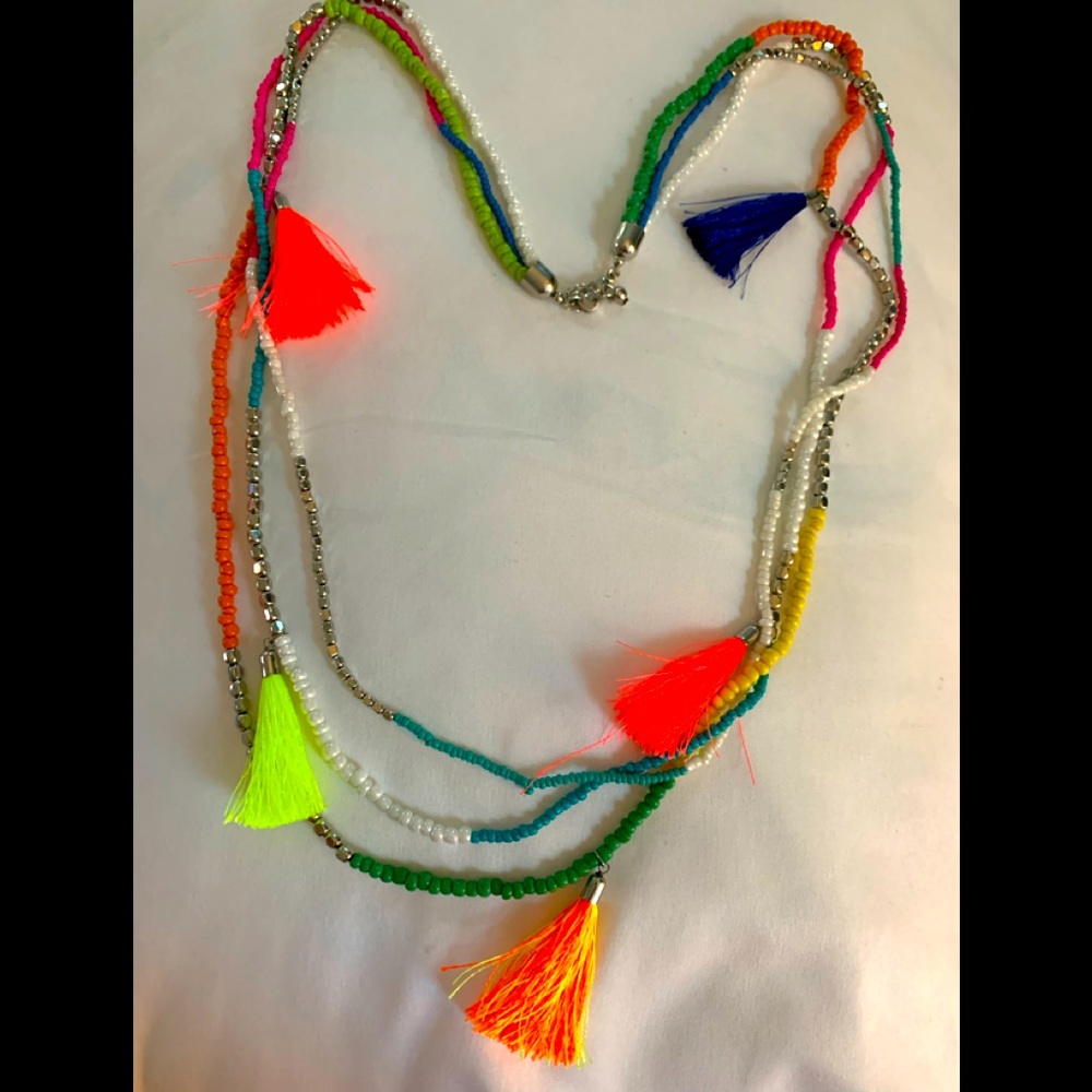 Multi colored Tassel necklace- new never worn.